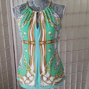 Cache  cute  tank with gold chain tie